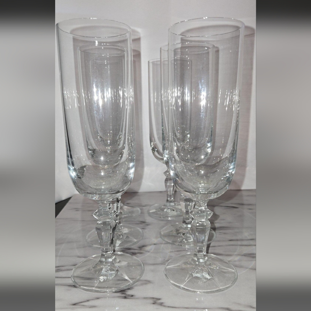 Stemmed Clear Crystal Champagne Flute / Wine Glasses